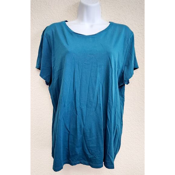 Chico's Ultimate Tee Dark Blue Green Short Sleeves Top 3 XL Lightweight Soft - Picture 1 of 4